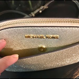 Gold Glitter NEW Michael Kors Emmy dome purse bag